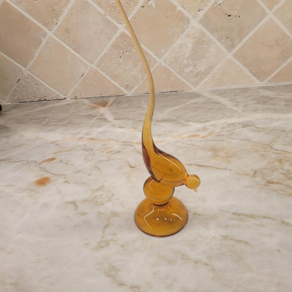 Mid Century Modern Amber Glass Bird by Viking Glass